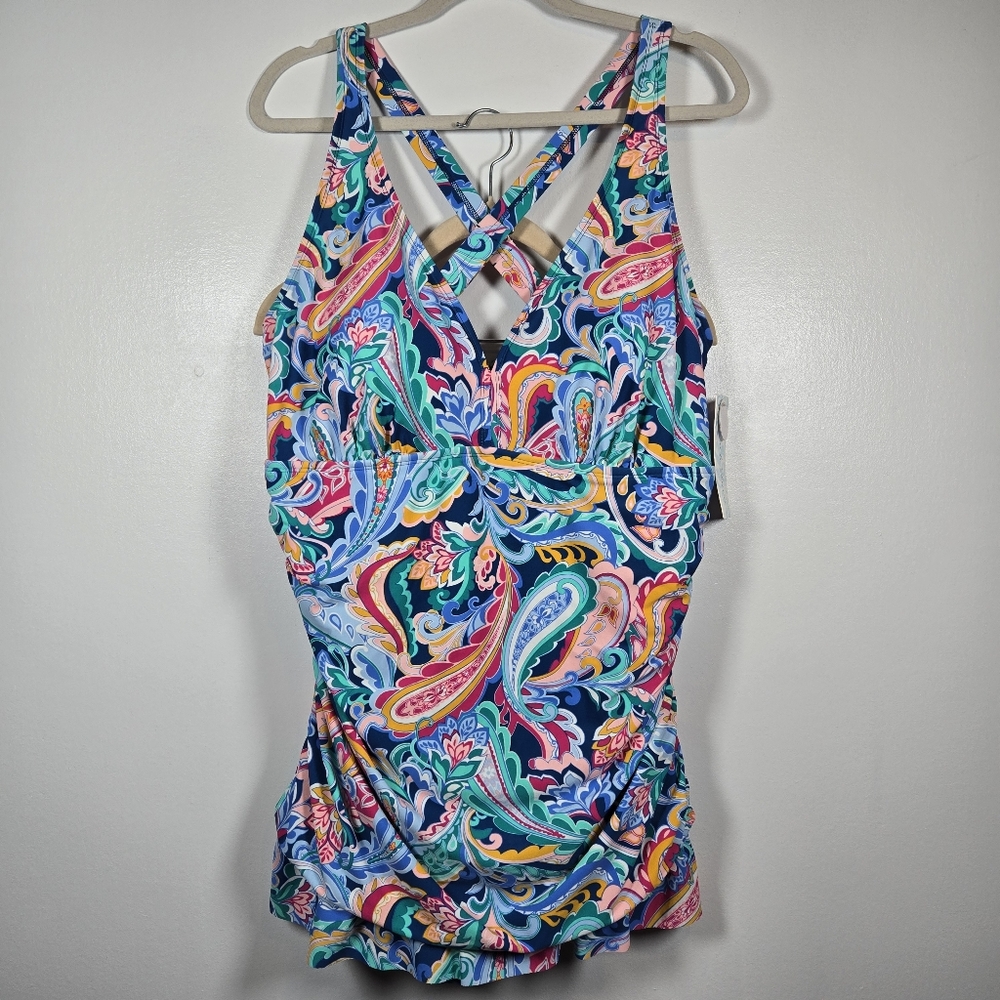 NEW Beach Diva Paisley Floral One Piece Swimsuit Bathing Suit Plus Size 20W